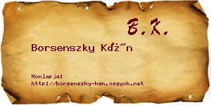 Borsenszky Kán névjegykártya